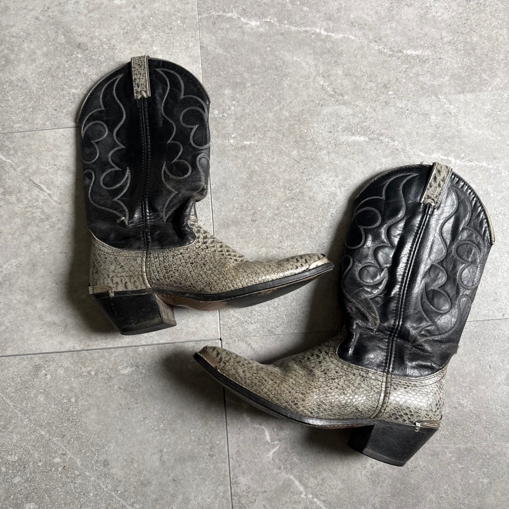 Vintage Acme Snakeskin Embossed Western Cowboy Boots 10.5D